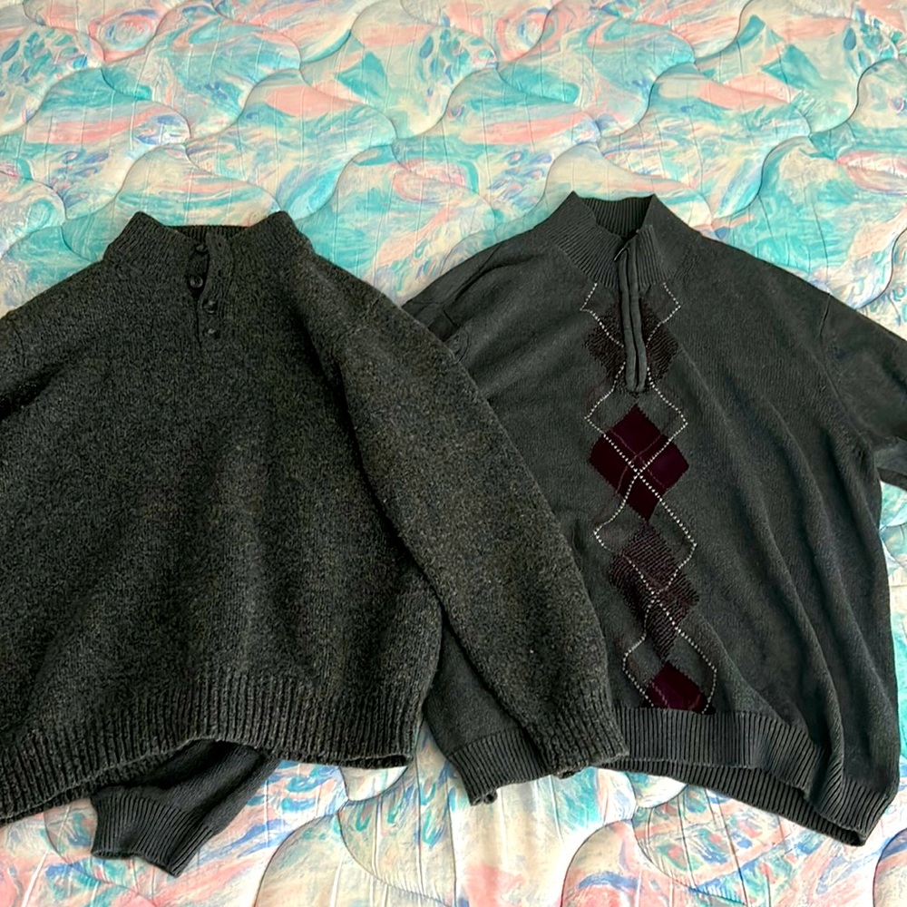 (LOT) pair of sweaters - LL Bean and Van Heusen- both fit Men’s XL